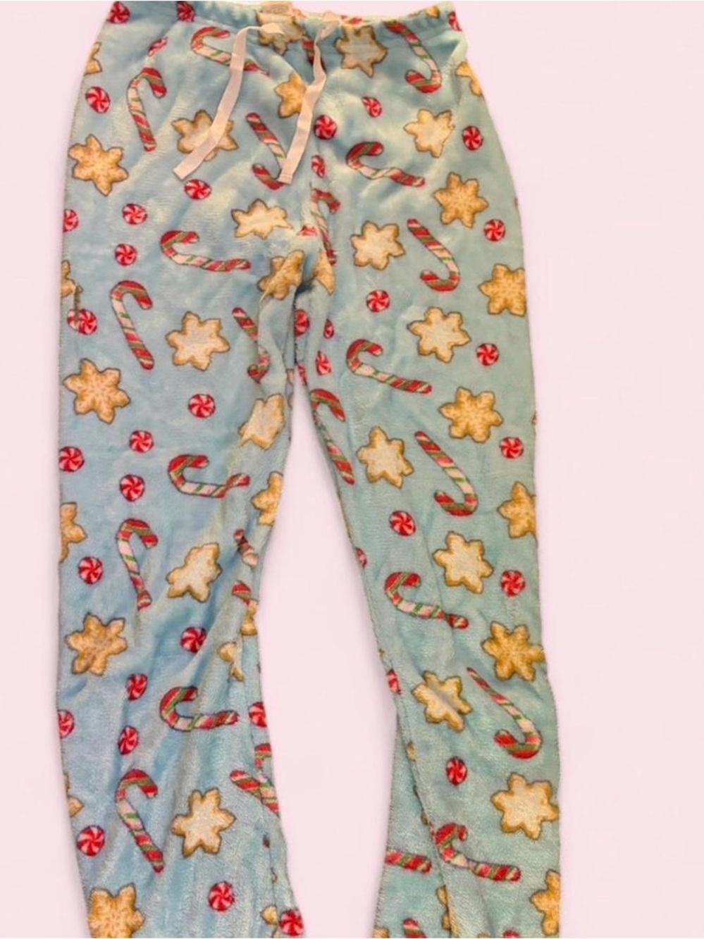 Candy Cane Holiday Pajama Pants - Light Blue